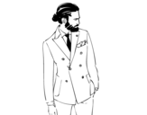 Modern boy wearing suit coloring page