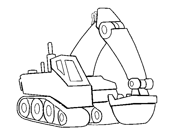 Modern excavator coloring page
