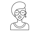 Modern girl smiling coloring page