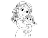 Mom with her daughter coloring page