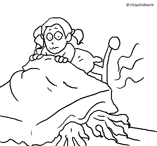 Monster under the bed coloring page