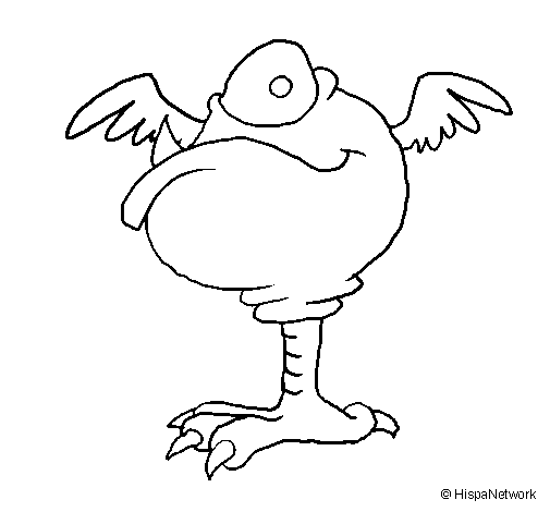 Monster with houndstooth check coloring page