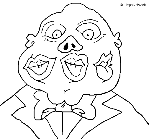 Monster with three mouths coloring page