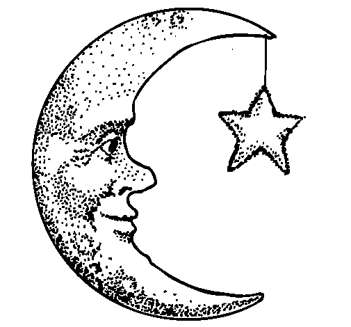 Moon and star coloring page