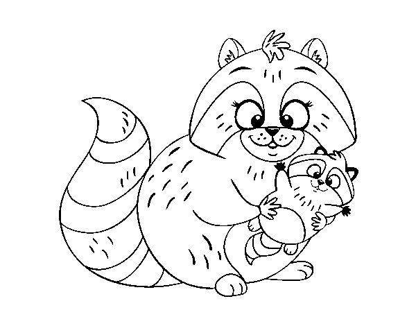 Mother raccoon coloring page