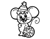 Mouse with Christmas Hat coloring page