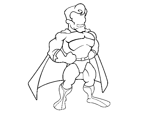 Muscular superhero coloring page