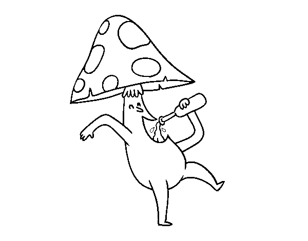 Mushroom with soda coloring page