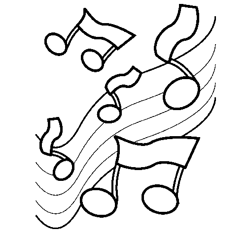 Musical notes on the scale coloring page