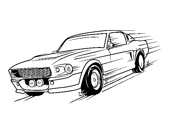 Mustang retro style coloring page