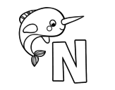 N of Narwhal coloring page