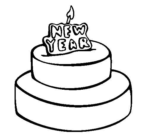 New year cake coloring page