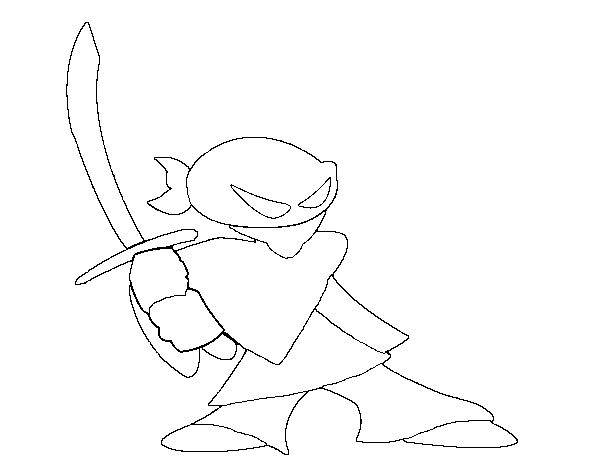 Ninja in position coloring page