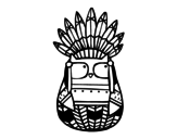 Owl indian chief coloring page