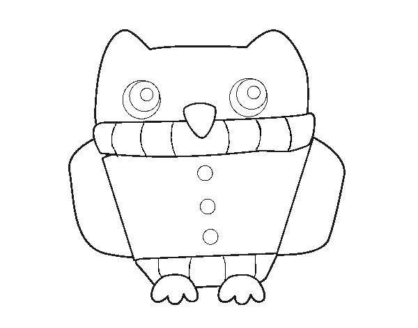 Owl with sweater coloring page