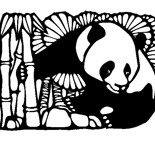 Panda and bamboo coloring page