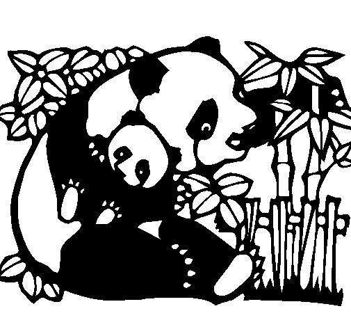 Panda mother coloring page