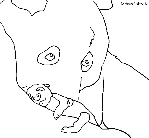 Panda with baby coloring page