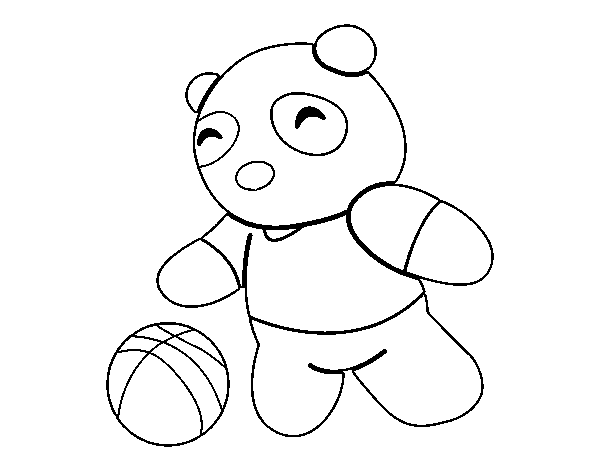 Panda with ball coloring page