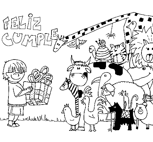 Party animals coloring page