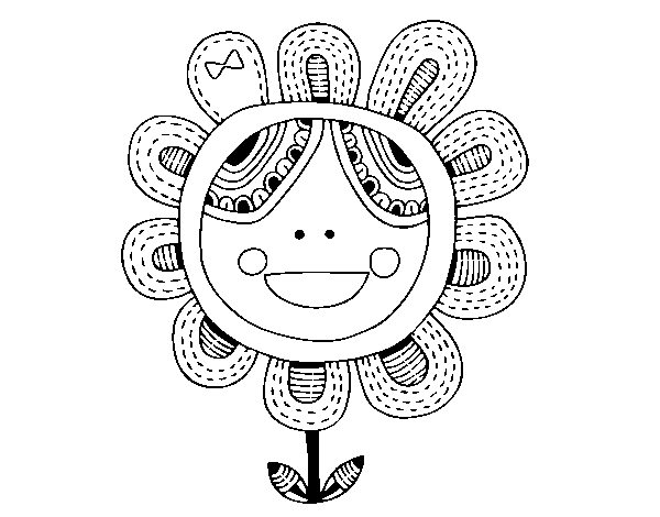 Patchwork flower coloring page