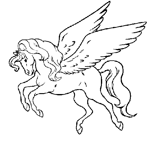 Pegasus flying coloring page