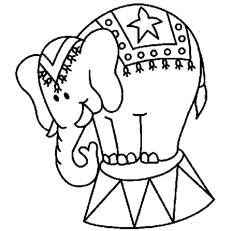 Performing elephant coloring page