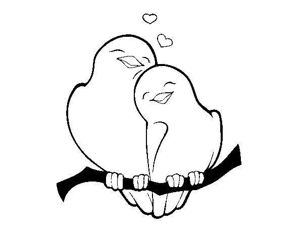 Pigeons in love coloring page