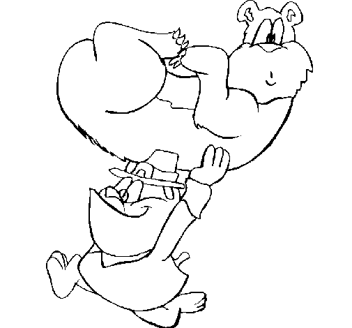 Pilgrim and bear coloring page