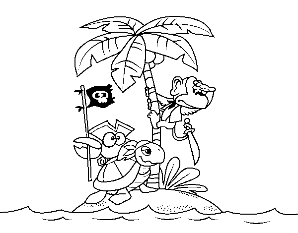 Pirate island coloring page