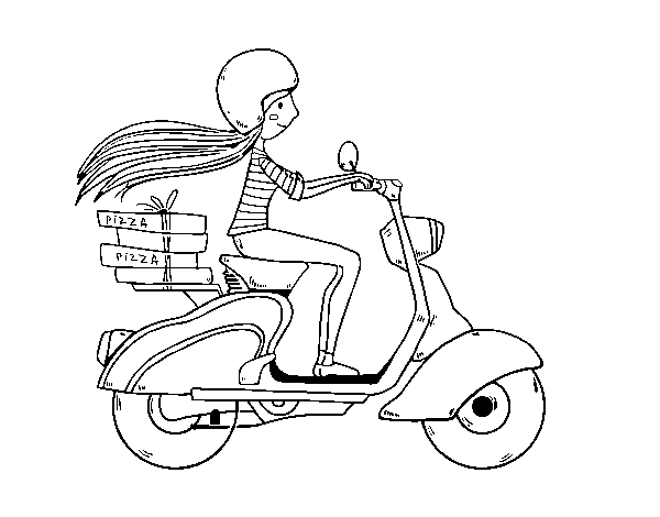 Pizza delivery girl coloring page