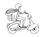 Pizza delivery girl coloring page