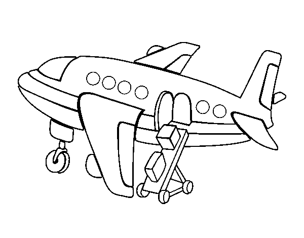 Plane carrying baggage coloring page