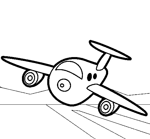 Plane landing coloring page