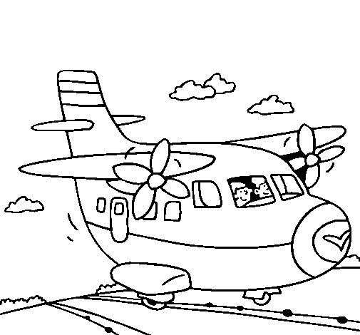 Plane taking off coloring page