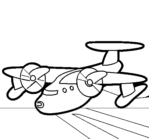 Plane with propellers coloring page