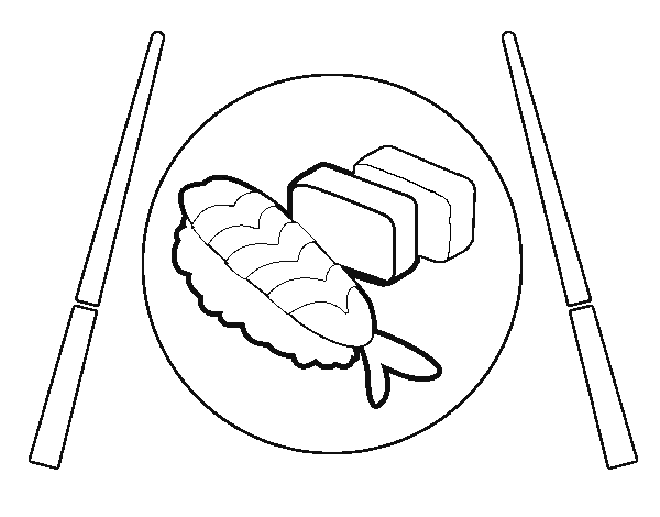 Plate of Sushi coloring page