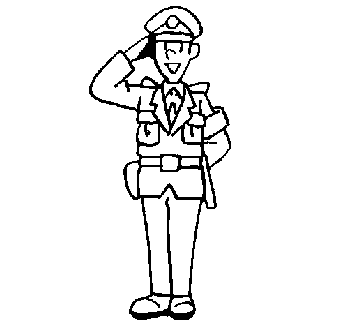 Police officer waving coloring page