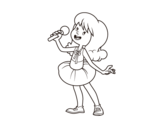 Pop star singing coloring page
