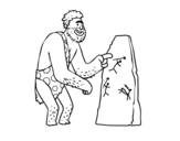 Prehistoric man cave paintings coloring page