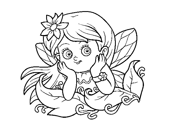 Pretty fairy coloring page