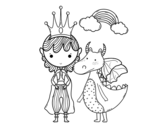 Prince and dragon coloring page