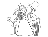 Prince and princess newlyweds coloring page