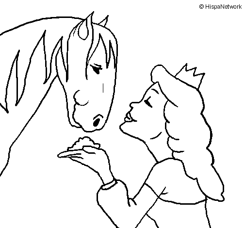 Princess and horse coloring page - Coloringcrew.com