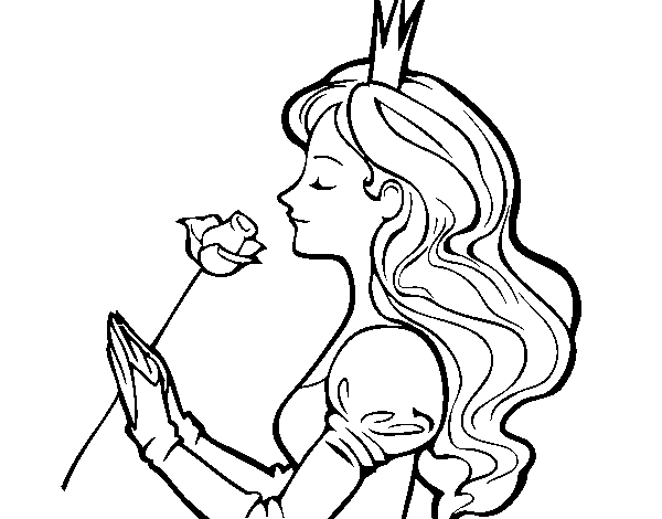 Princess and rose coloring page