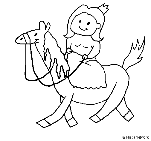 Princess on horseback coloring page