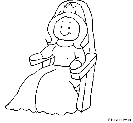 Princess on throne coloring page