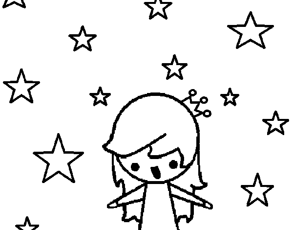 Princess with stars coloring page