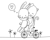 Dibujo de Rabbit and Cat lovers