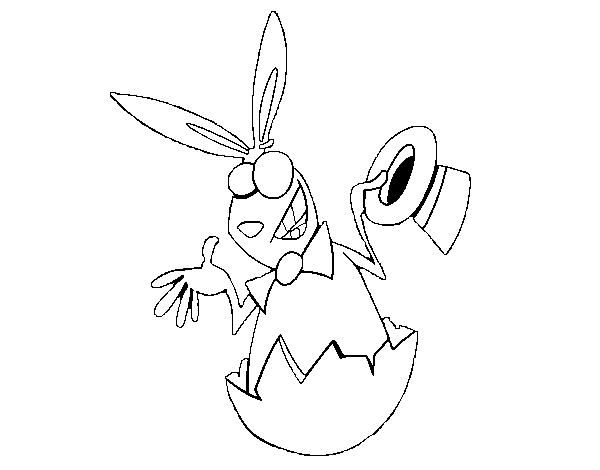 Rabbit hatching coloring page